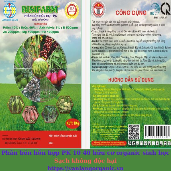 phân bón hỗn hợp PK-10-40 hữu cơ sinh học sạch không độc hại